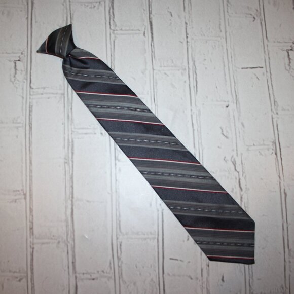 🔘🔴 Vintage Gray + Red Clip-On Tie · Ketch · 17.5" 🔴🔘 - Picture 1 of 6